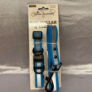 Trisha  PET PVC Blue Waterproof REFLECTIVE Sz M DOG LEASH And COLLAR COMBO  New